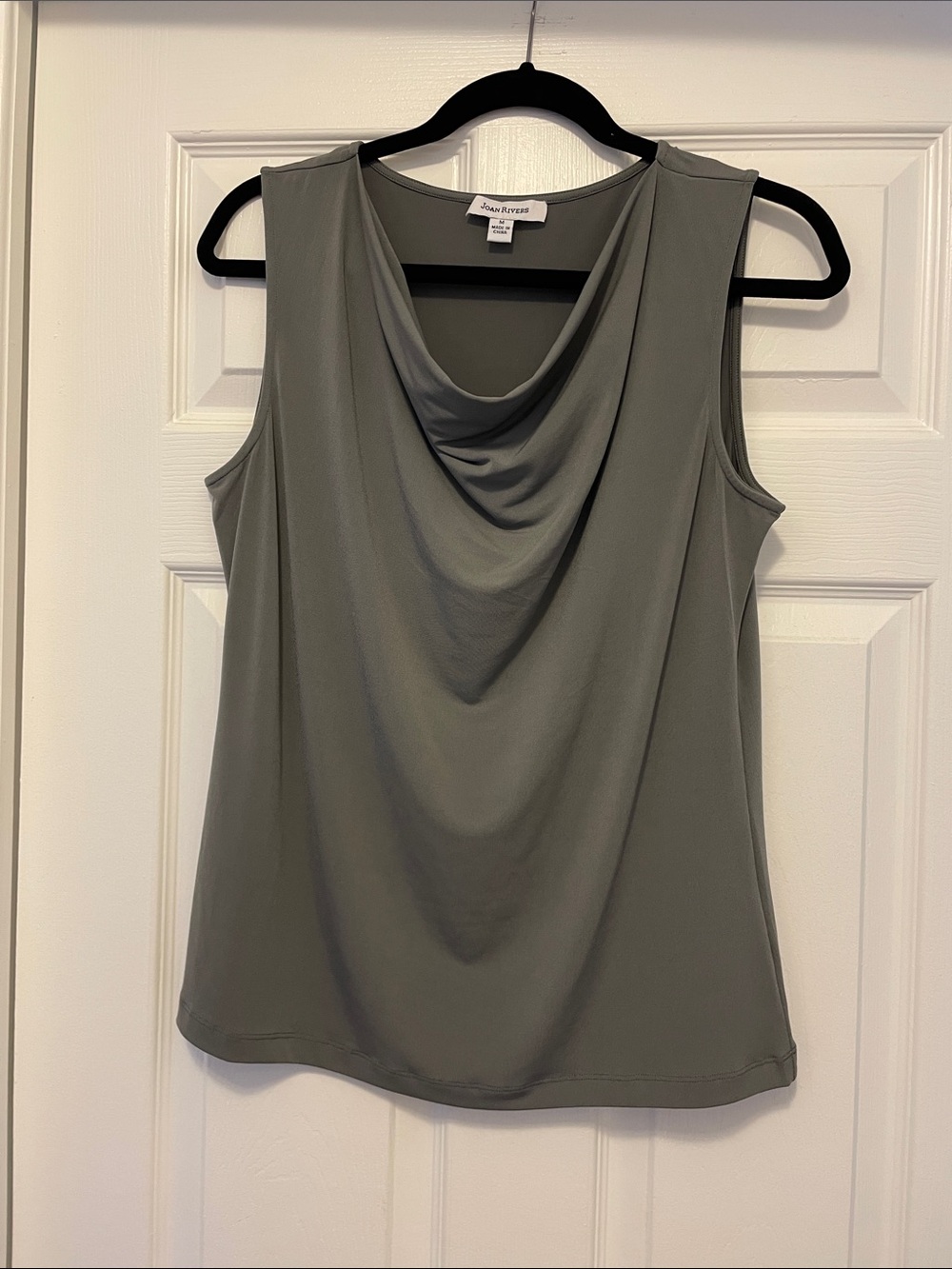 Joan Rivers Green/Khaki Sleeveless Cowl Neck Tank Top